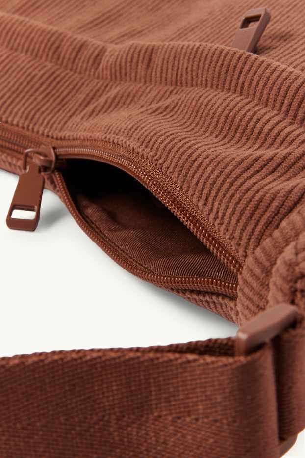 Dames - Schoudertas van corduroy - bruin