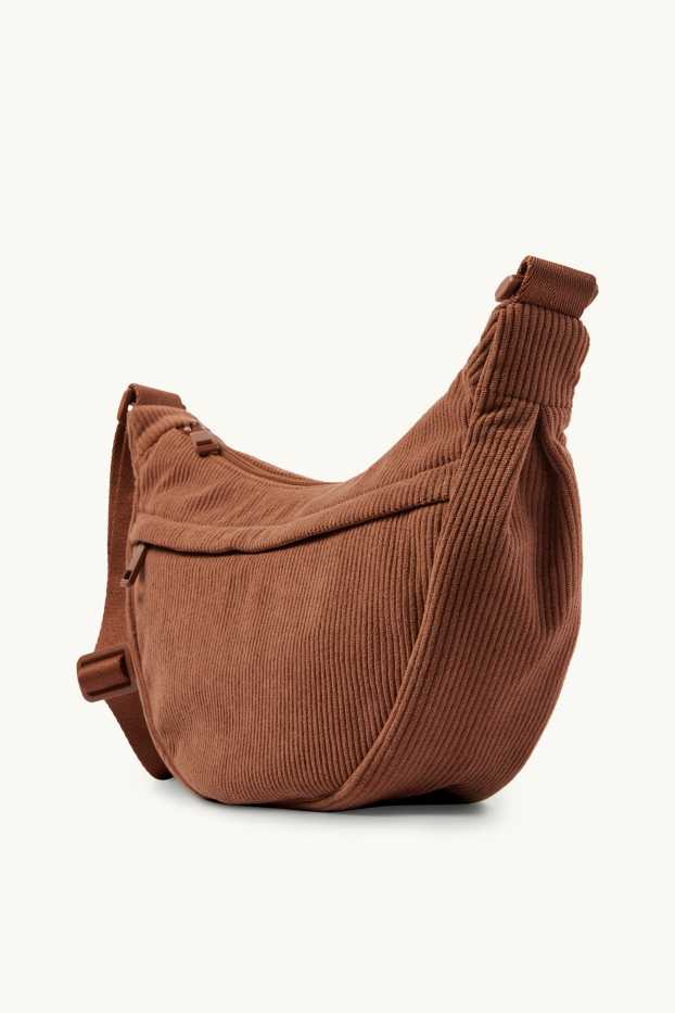 Dames - Schoudertas van corduroy - bruin