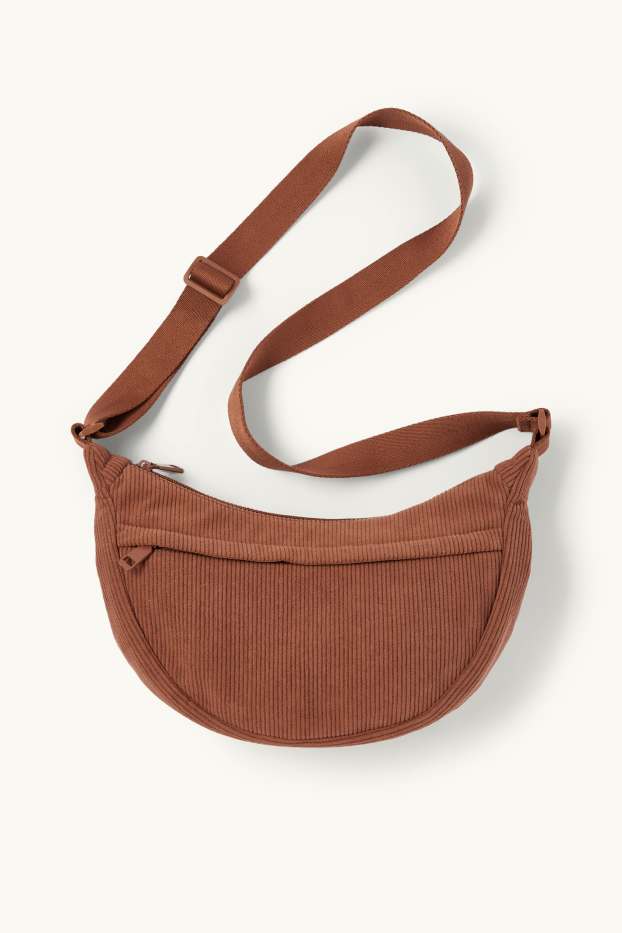 Dames - Schoudertas van corduroy - bruin
