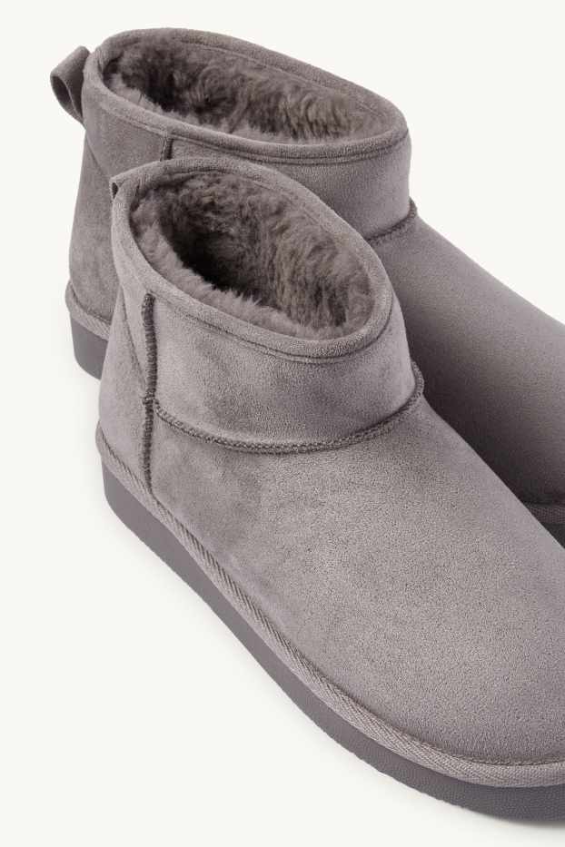 Dames - Enkellaarzen - imitatiesuède - grijs