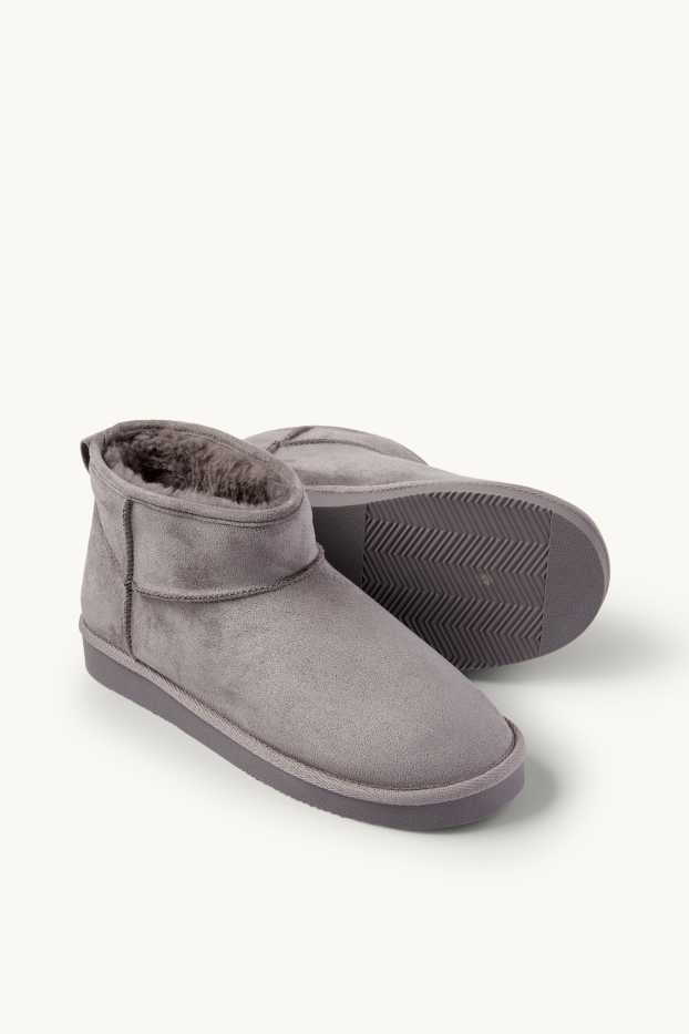 Dames - Enkellaarzen - imitatiesuède - grijs