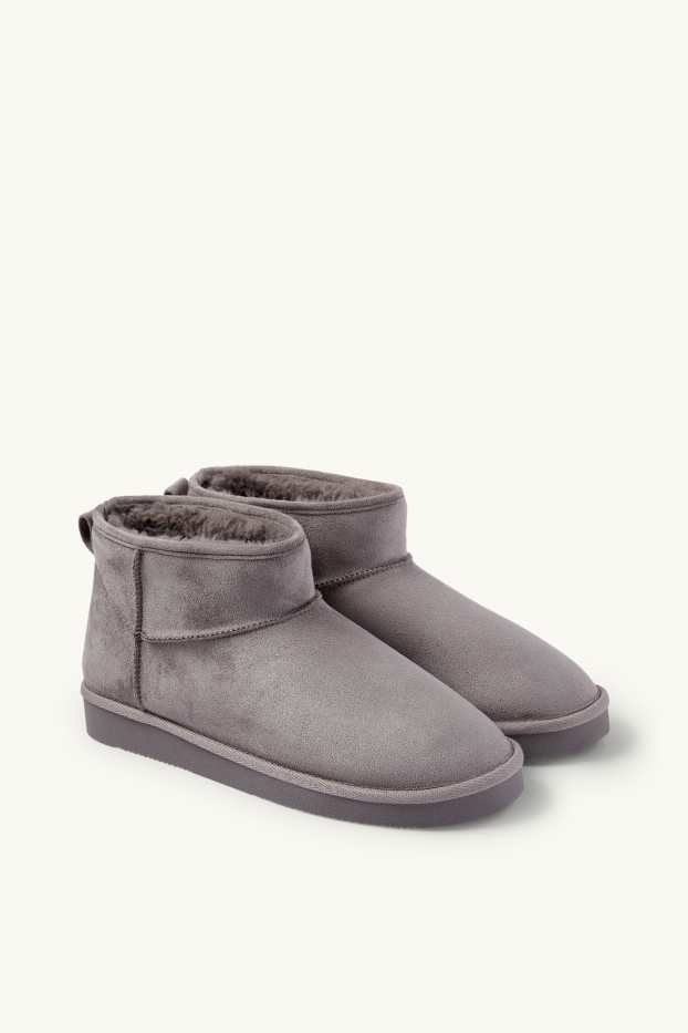 Dames - Enkellaarzen - imitatiesuède - grijs