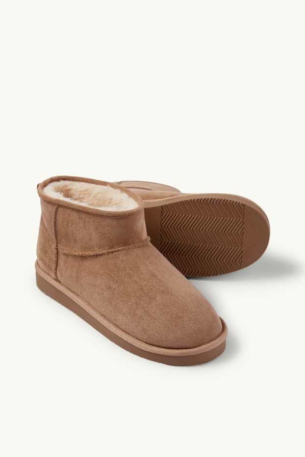 Femmes - Ankle Boots - faux suède - marron clair