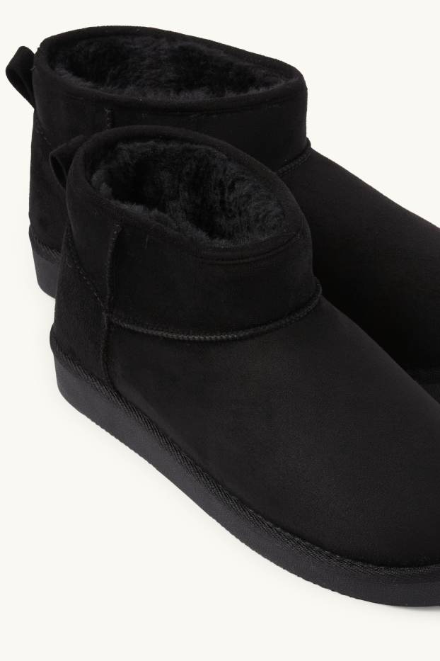 Damen - Ankle Boots - Velourslederimitat - schwarz