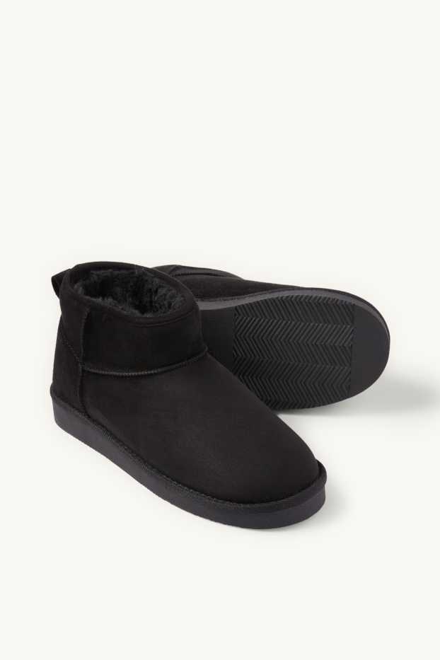 Damen - Ankle Boots - Velourslederimitat - schwarz