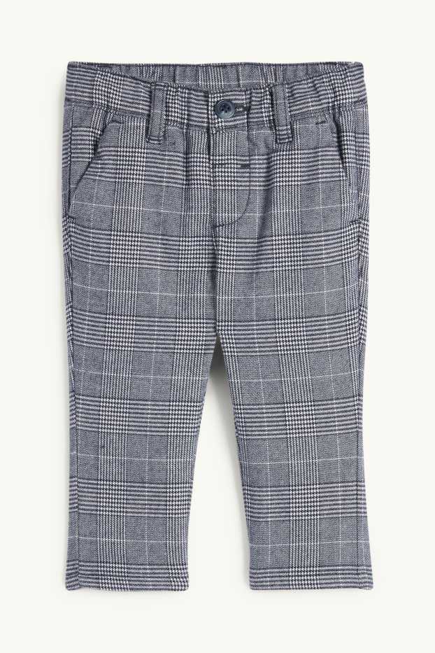 Miminka - chlapci - Vánoční outfit pro miminka - 3dílný - kostkovaný - tmavomodrá/bílá