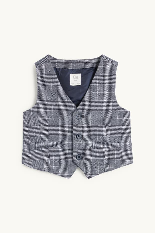 Miminka - chlapci - Vánoční outfit pro miminka - 3dílný - kostkovaný - tmavomodrá/bílá