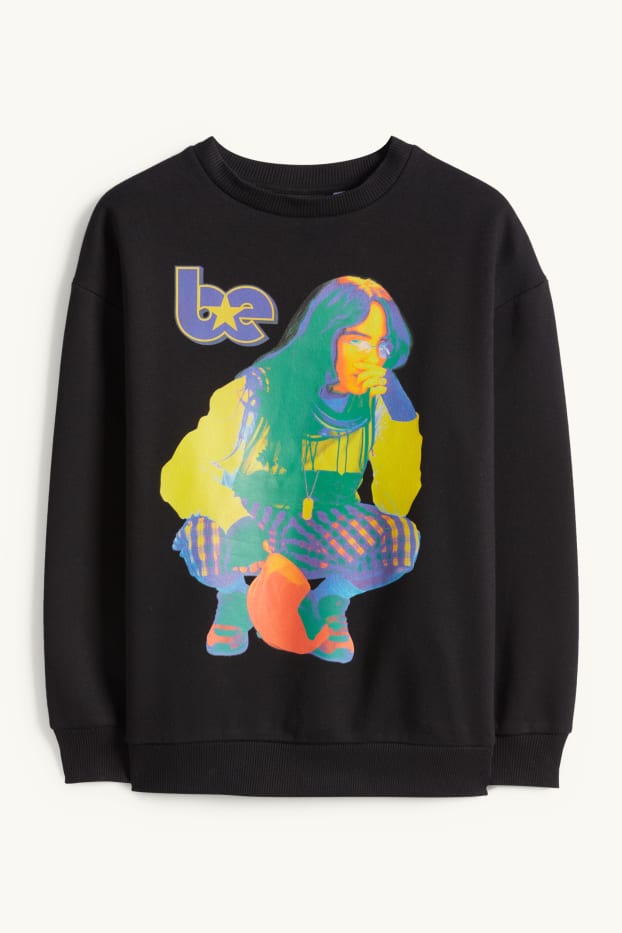 Děti - dívky - Billie Eilish - mikina - černá