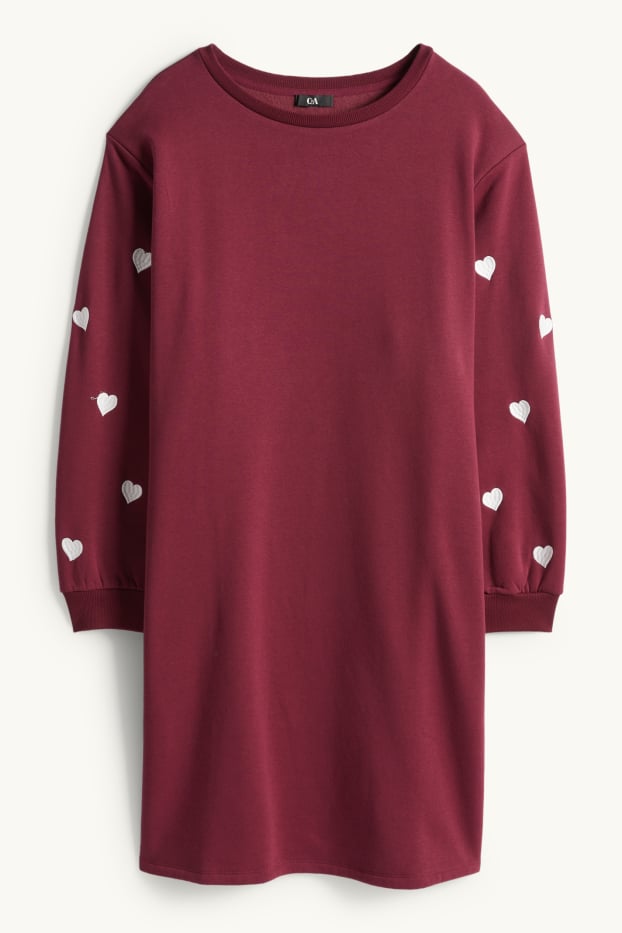Damen - Sweatkleid - Straight Fit - bordeaux