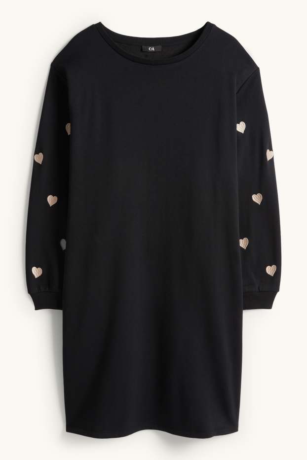 Damen - Sweatkleid - Straight Fit - schwarz