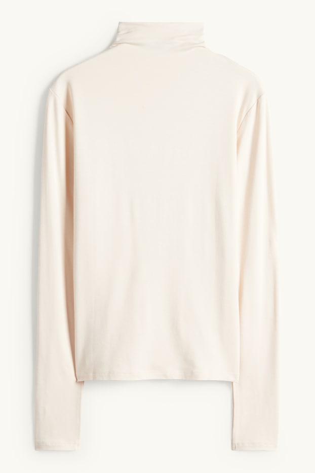 Dames - Longsleeve - regular fit - glanseffect - crème wit