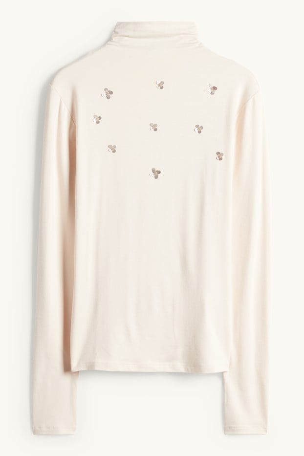 Dames - Longsleeve - regular fit - glanseffect - crème wit