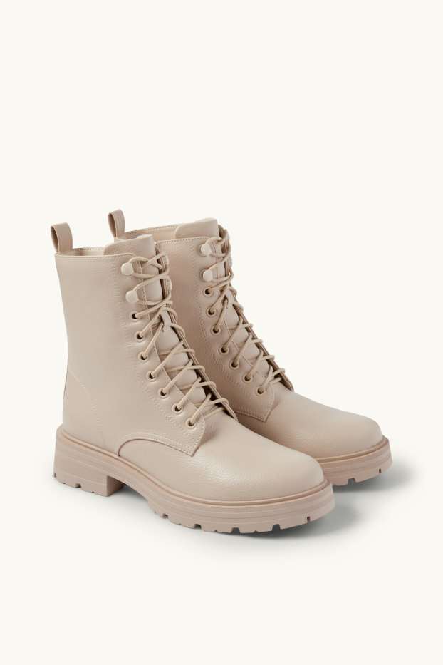 Femmes - Ankle Boots - matière synthétique - beige clair