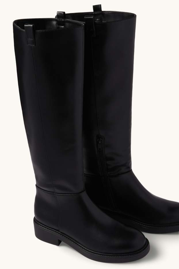Damen - Stiefel - Lederimitat - schwarz