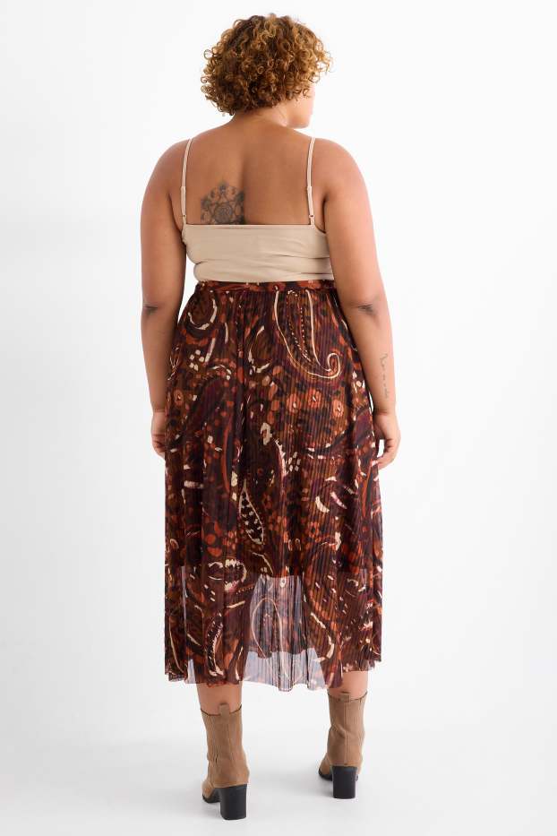 Femmes - Jupe en maille-filet - à motif - marron