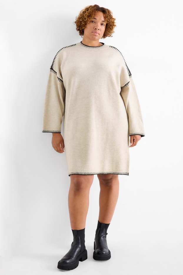 Donna - Vestito in maglia - straight fit - beige chiaro