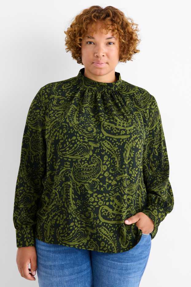 Dámské - Halenka - se vzorem - tmavozelená