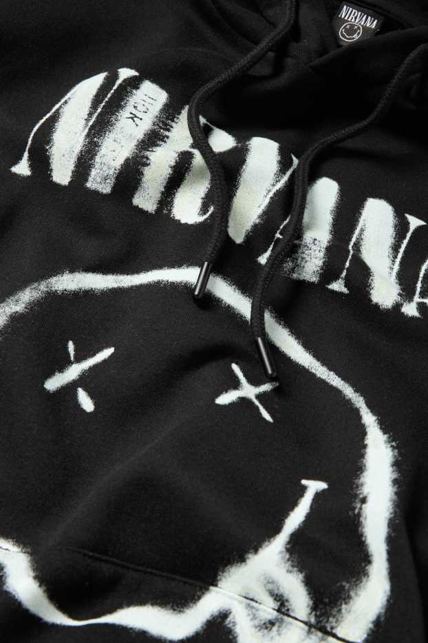 Uomo - Felpa con cappuccio oversize - Nirvana - nero