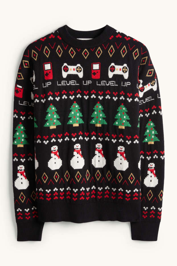 Kinderen: jongens - Gaming - kersttrui - zwart