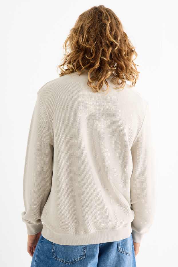 Men - Sweatshirt - textured - light beige