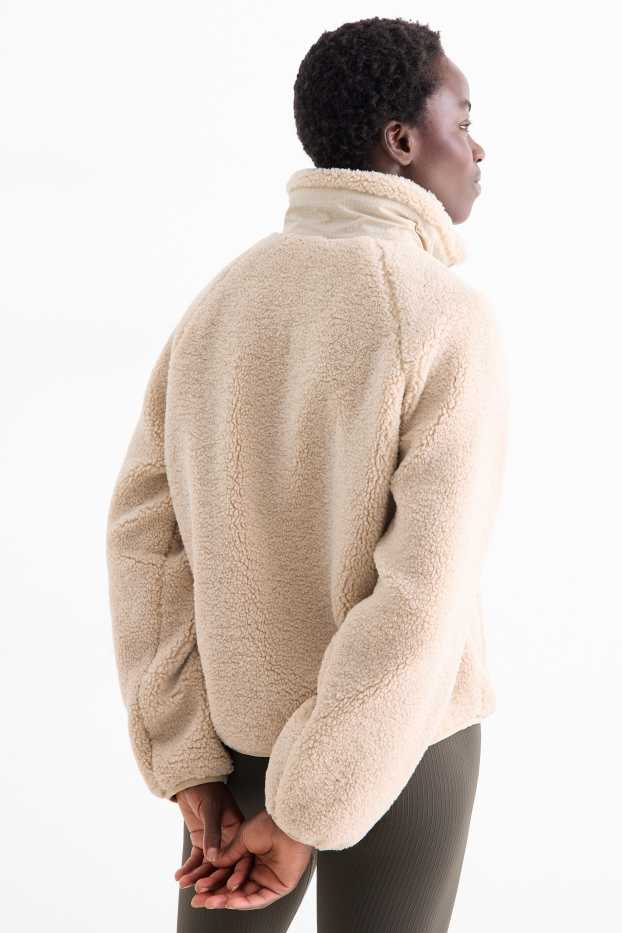 Women - Technical teddy fur jacket - lined - light beige