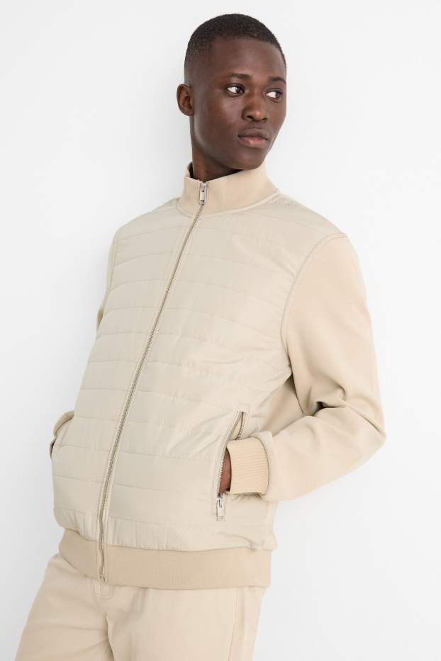 Hommes - Sweat zippé - beige