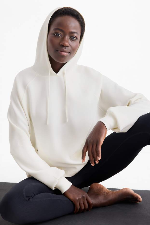 Dona - Dessuadora esportiva amb caputxa - ioga - blanc trencat