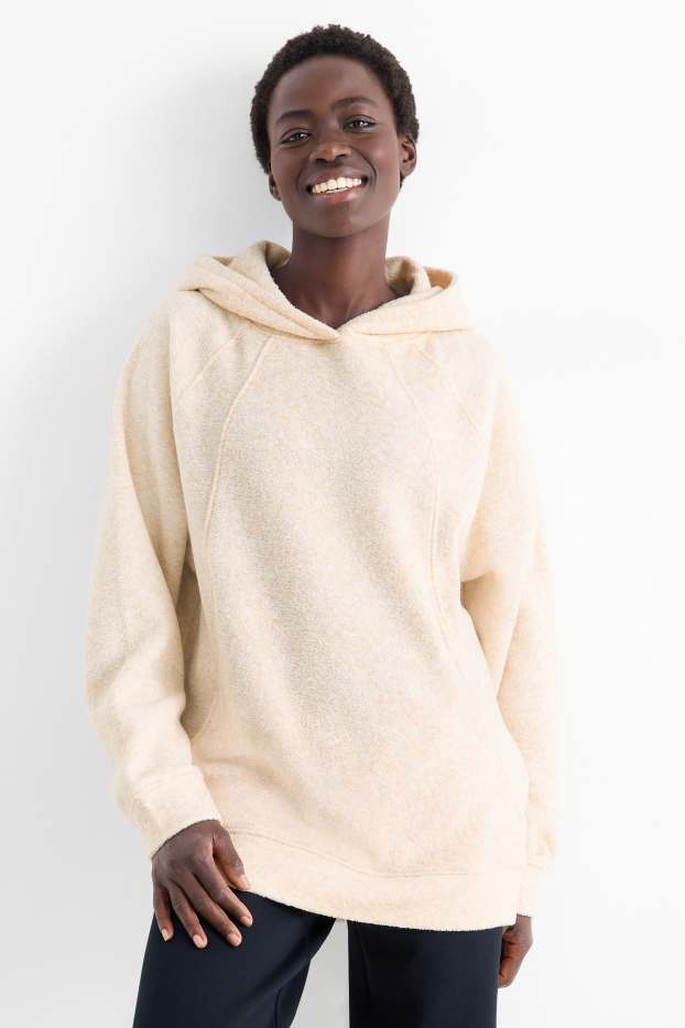 Women - Terry cloth hooded jumper - light beige