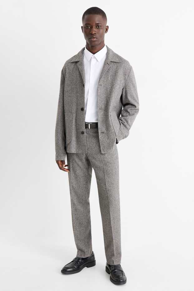 Home - Americana combinable - regular fit - elàstica - texturada - gris