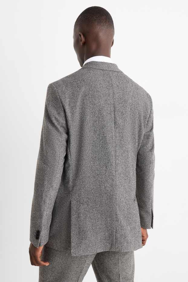 Pánské - Oblekové sako - regular fit - stretch - strukturované - šedá-žíhaná