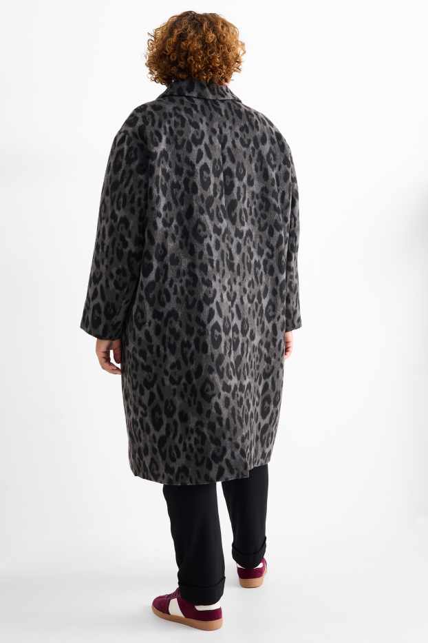 Femmes - Manteau - imprimé léopard - gris foncé