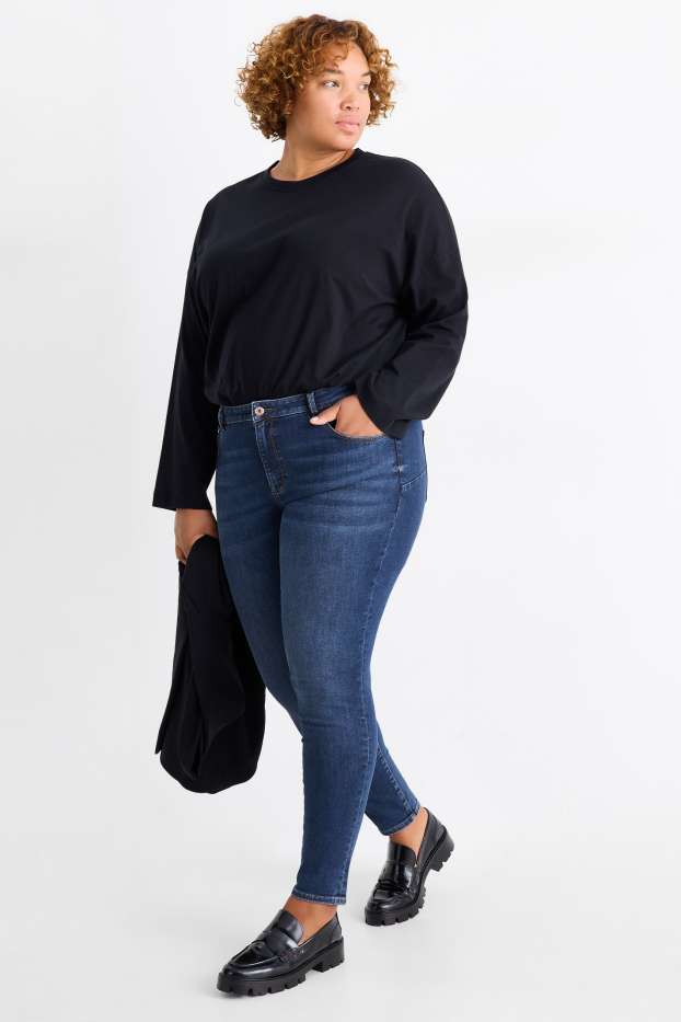 Femei - Skinny jeans - talie medie - jeans modelatori - LYCRA® - denim-albastru închis