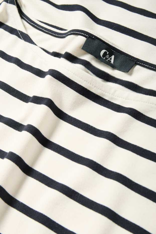 Femei - Tricou cu mânecă lungă - regular fit - cu dungi - negru / nej