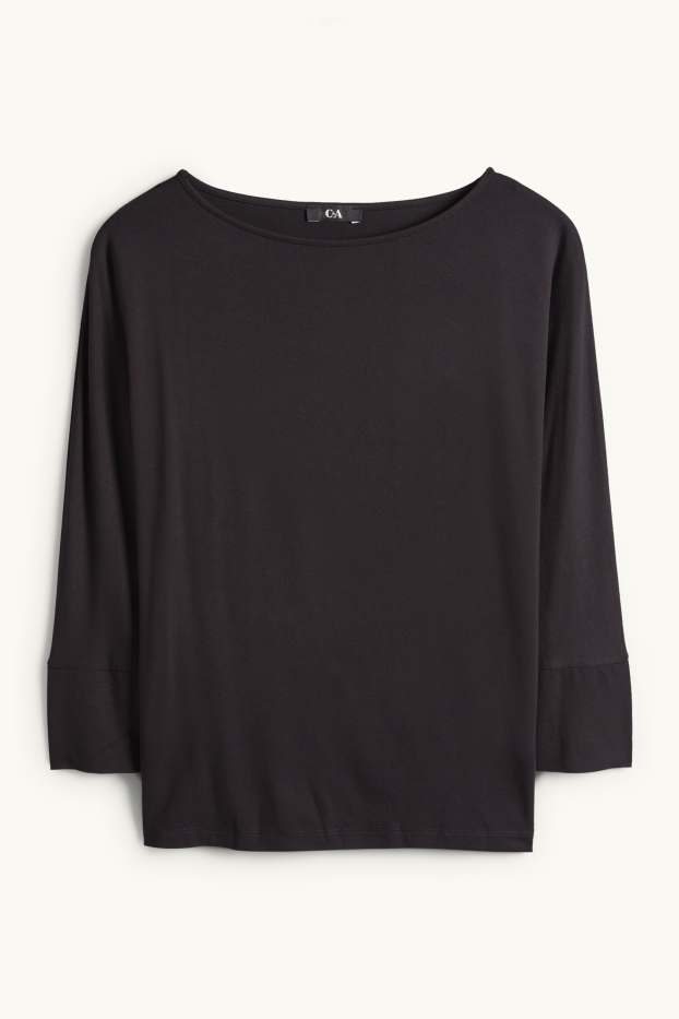 Damen - Langarmshirt - Regular Fit - schwarz