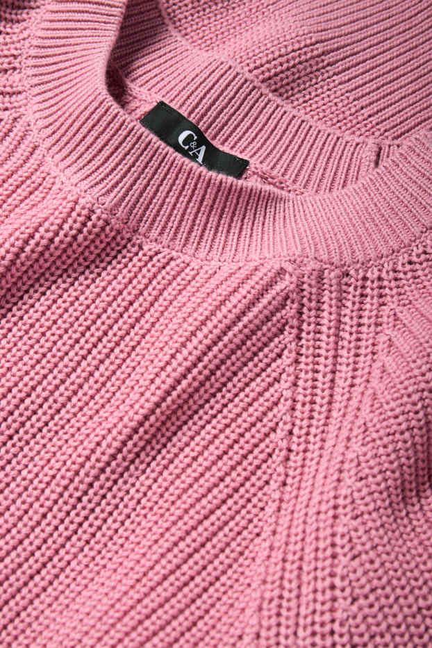 Women - Jumper - ribbed - dark rose