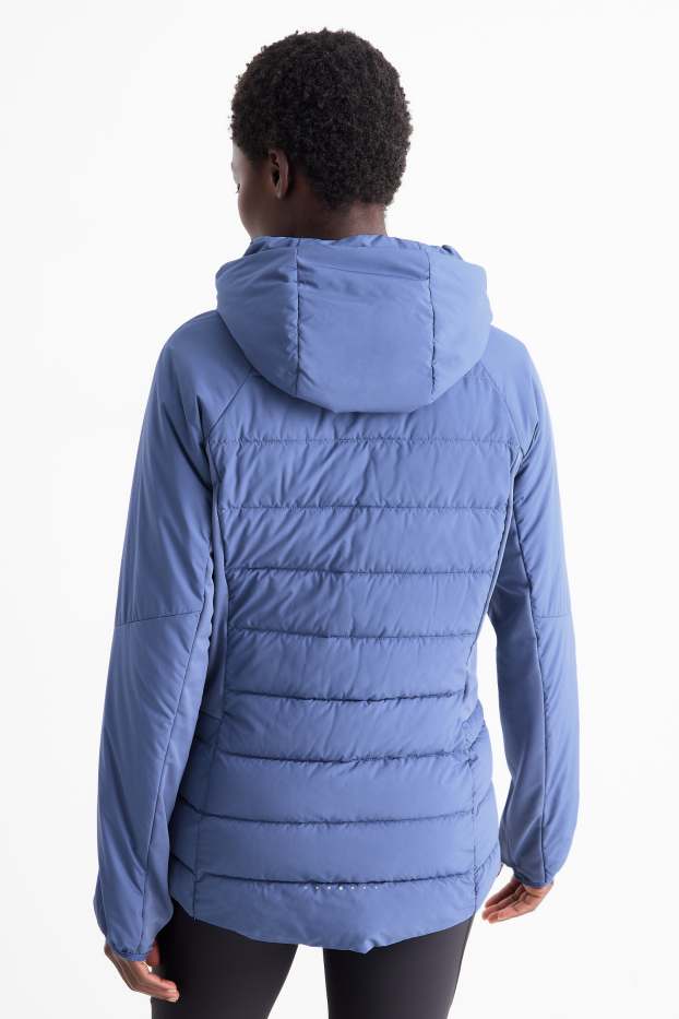 Femei - Jachetă matlasată sport cu glugă - albastru