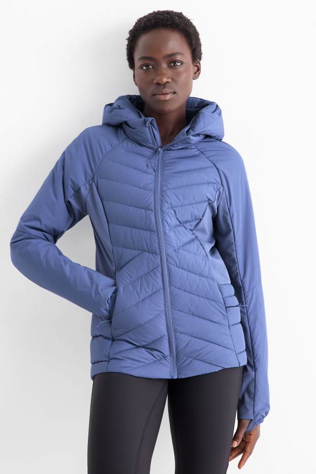Femei - Jachetă matlasată sport cu glugă - albastru