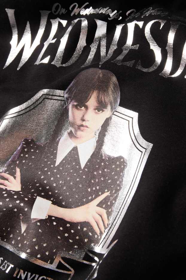 Enfants filles - Mercredi - robe en molleton - effet brillant - noir