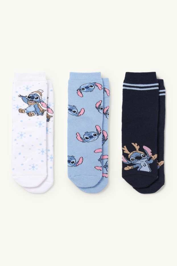Kinder Mädchen - Multipack 3er - Lilo & Stitch - warme Socken mit Motiv - dunkelblau