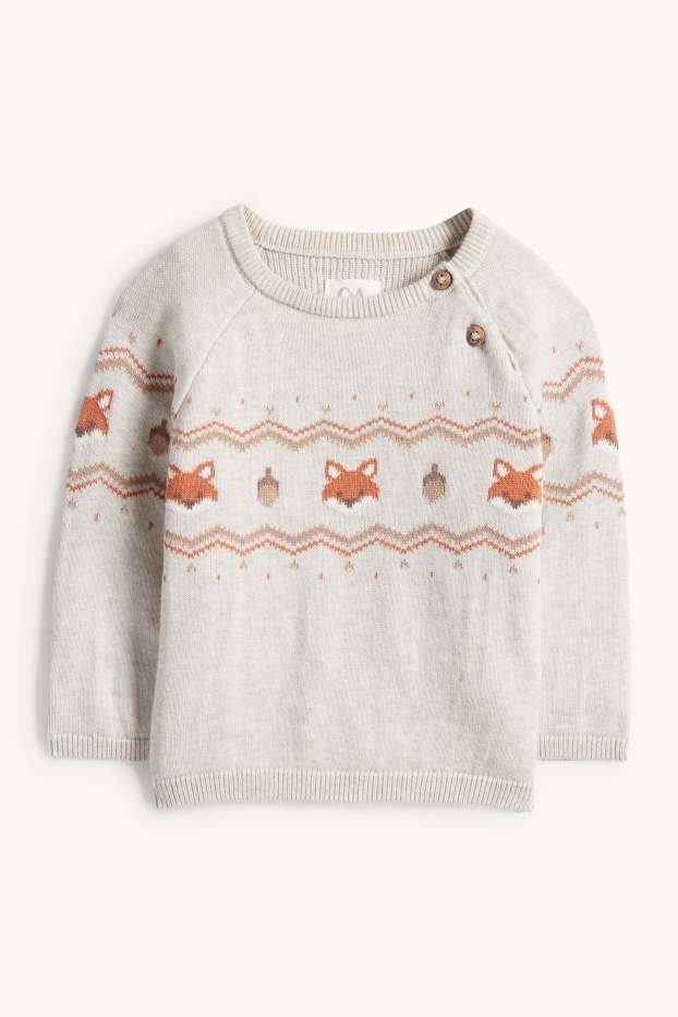 Baby Boys - Fox - baby outfit - 3 piece - light gray