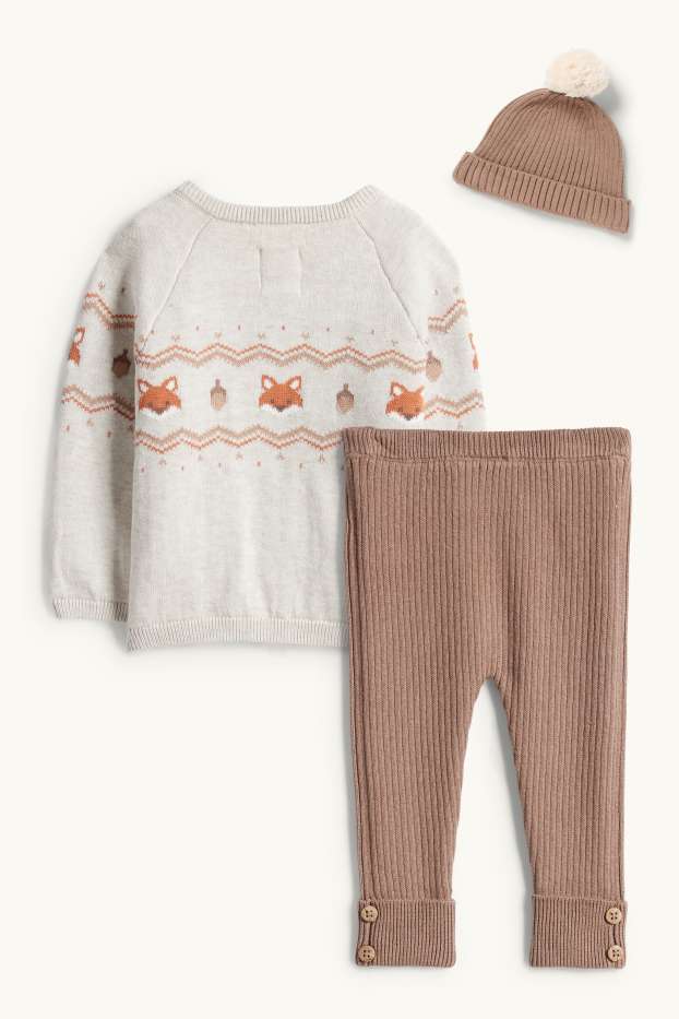 Baby Boys - Fox - baby outfit - 3 piece - light gray
