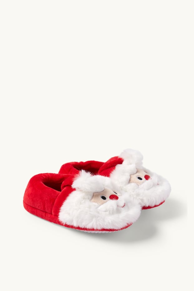 Kinderen: jongens - Kerstman - kerstpantoffels - rood