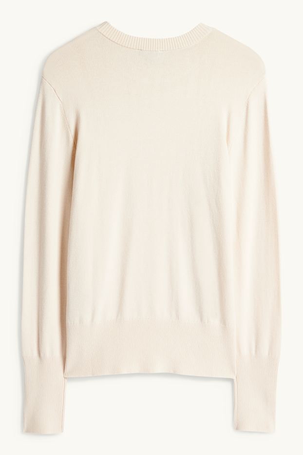 Femei - Pulover din tricot fin - crem