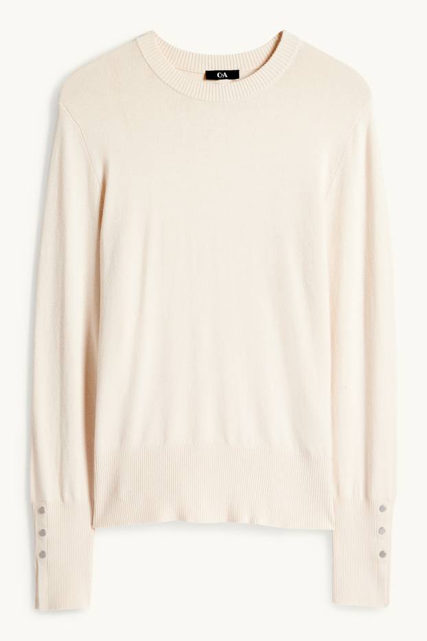 Femei - Pulover din tricot fin - crem