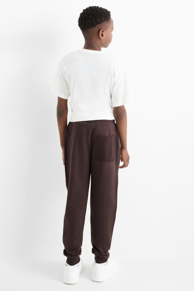 Kinderen: jongens - Set van 2 - joggingbroek - donkerbruin