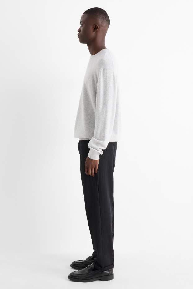 Pánské - Kalhoty chino - tapered fit - s úzkými proužky - černá