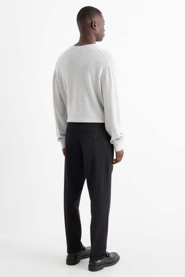 Pánské - Kalhoty chino - tapered fit - s úzkými proužky - černá