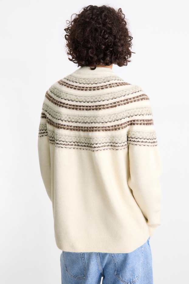 Bărbați - Pulover - cu model - alb-crem