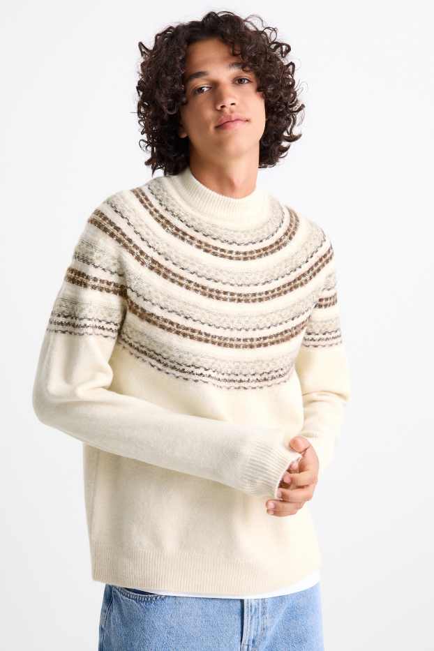 Bărbați - Pulover - cu model - alb-crem