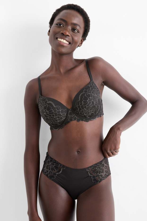 Women - Underwire bra - FULL COVERAGE - padded - black
